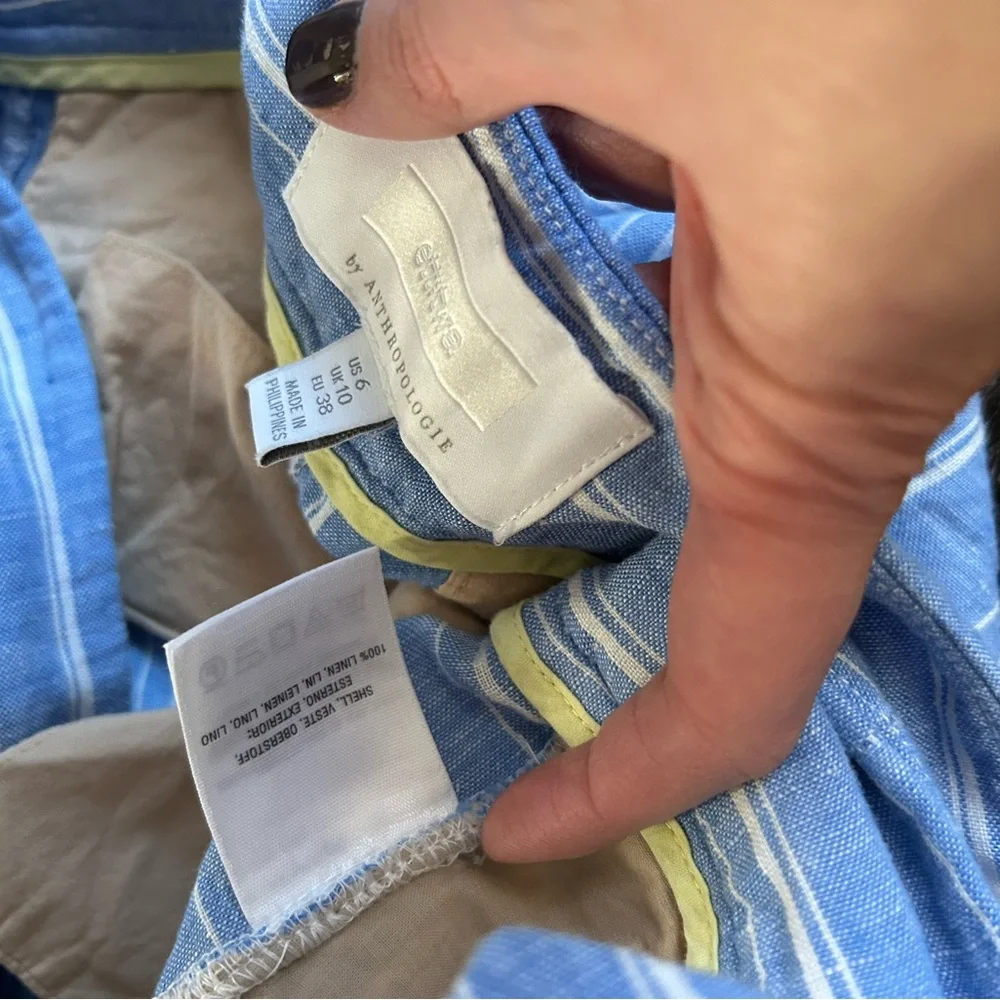 Anthropologie Linen Striped Wide Leg Pants Palazzo - Picture 3 of 3